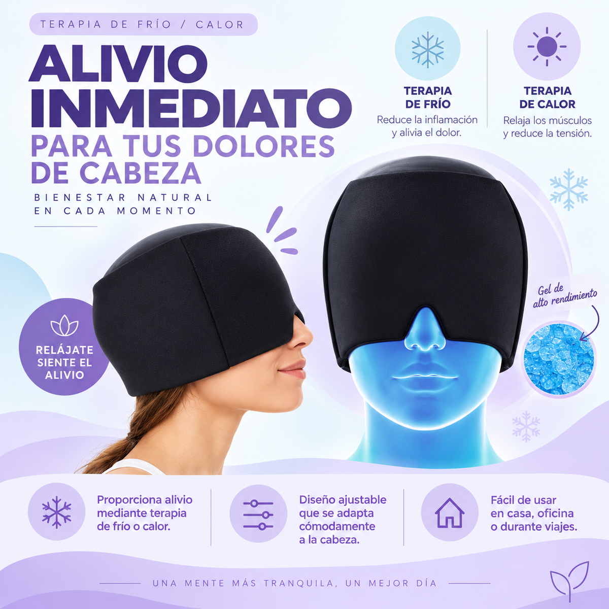 Gorro de Gel para Migraña — Frío o Calor