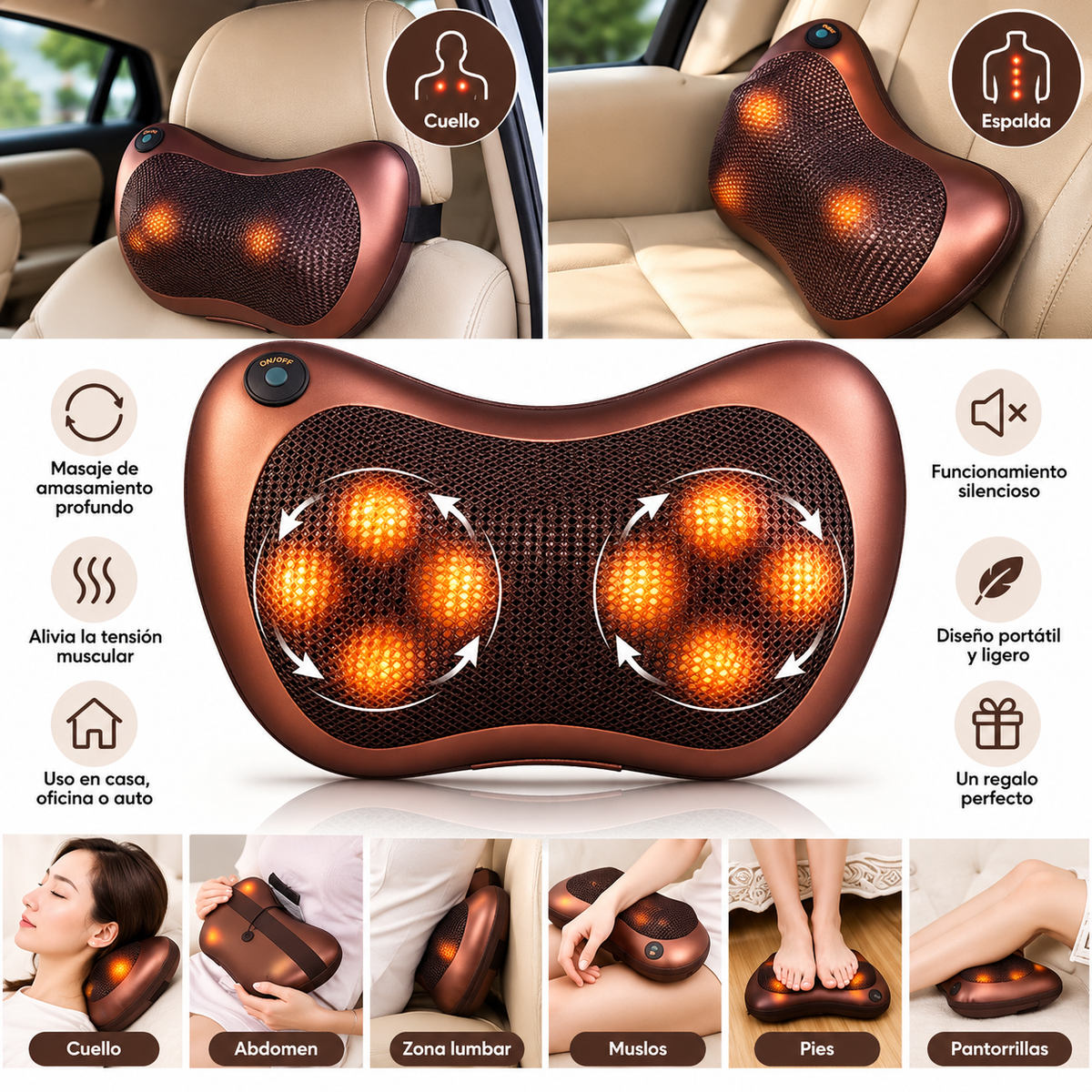 Masajeador Shiatsu de Cuello y Espalda con Calor