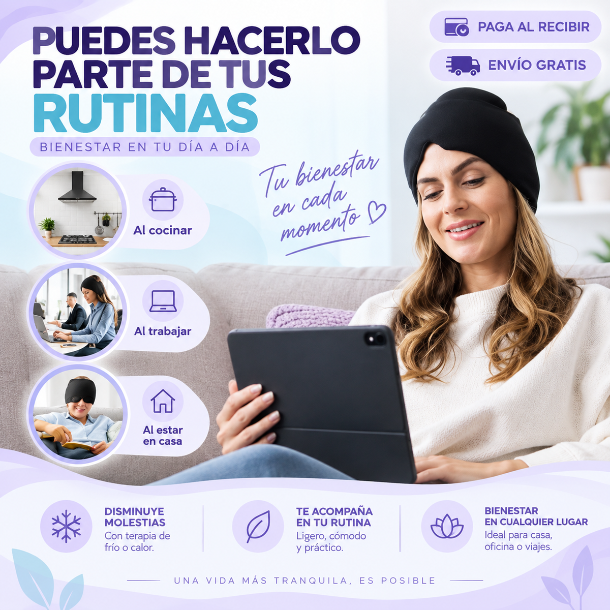 Gorro de Gel para Migraña — Frío o Calor