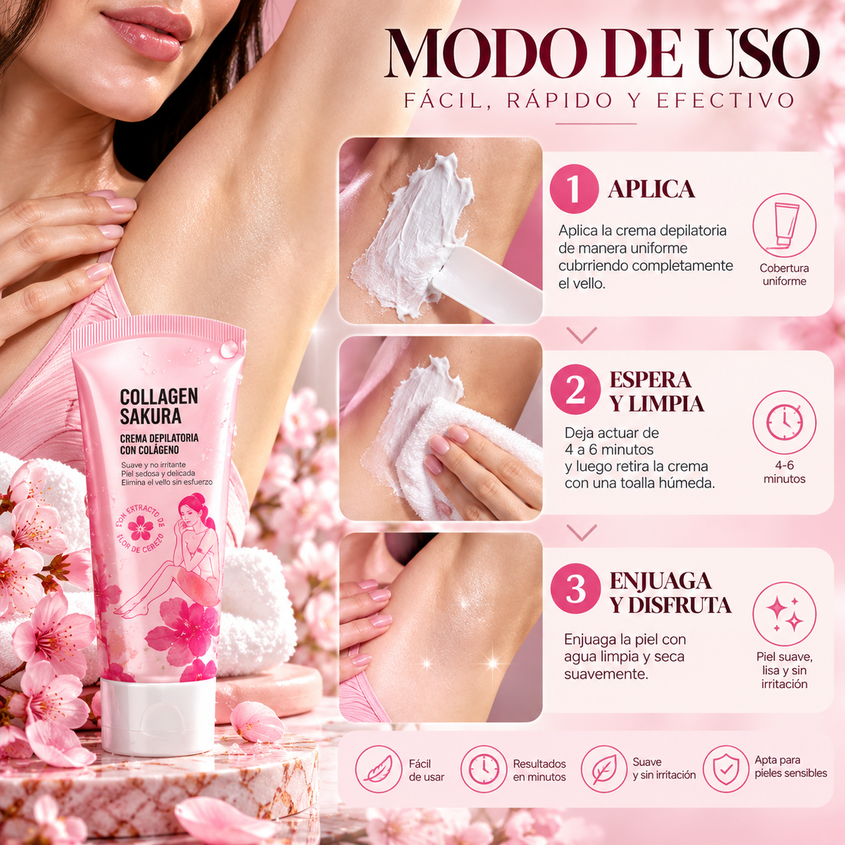 Crema Depilatoria Collagen Sakura