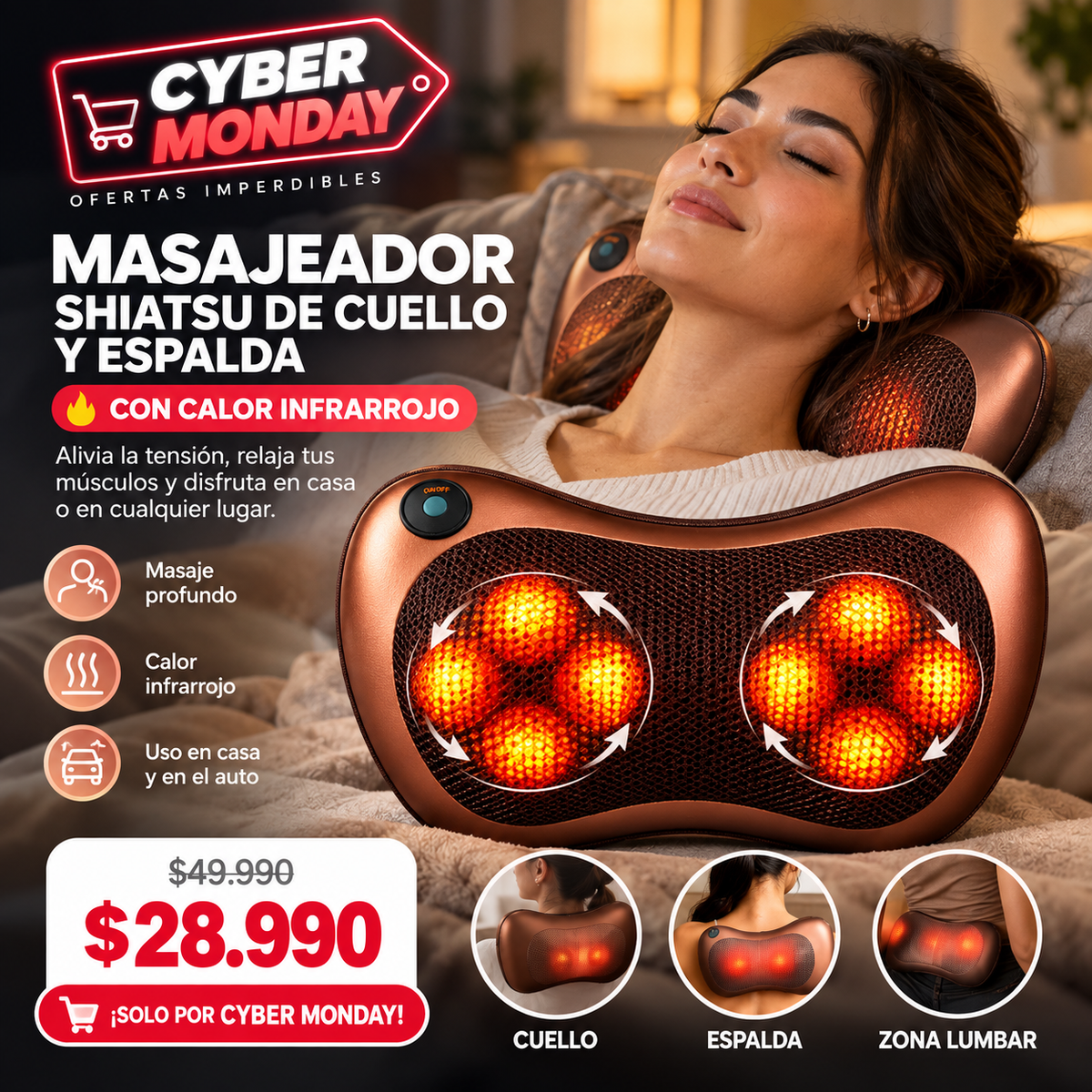 Masajeador Shiatsu de Cuello y Espalda con Calor
